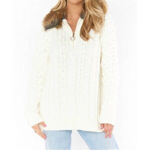 NWT SHOW ME YOUR MUMU sun valley pullover in cream faux fur